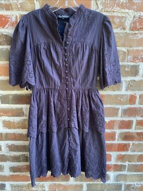 En Saison Chic Navy Eyelet Dress Size S